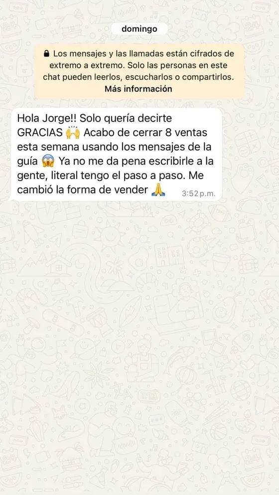 Testimonio de alumno: cerró 8 ventas usando los mensajes de la guía